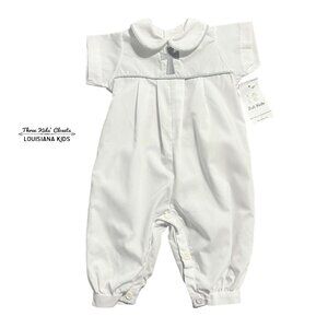NEW Zuli Kids NEWBORN NB White Embroidered Cross Long Bubble Romper